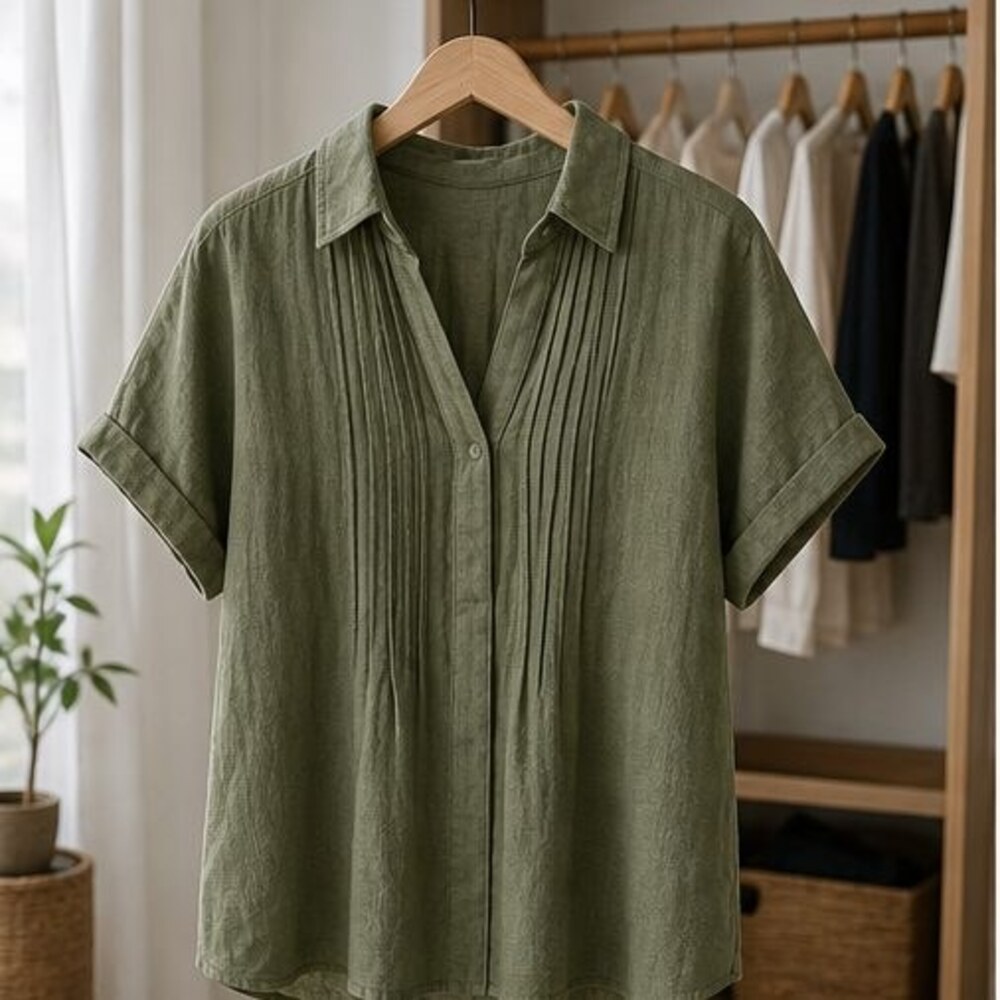 Camel Pleated Blouse